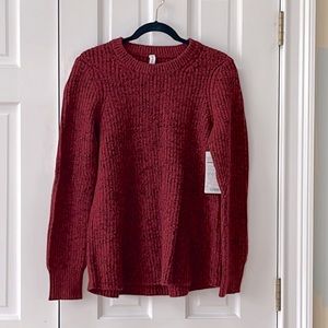 NWT Athleta Sierra Crew Sweater - Marled Red/ with Black Flecks